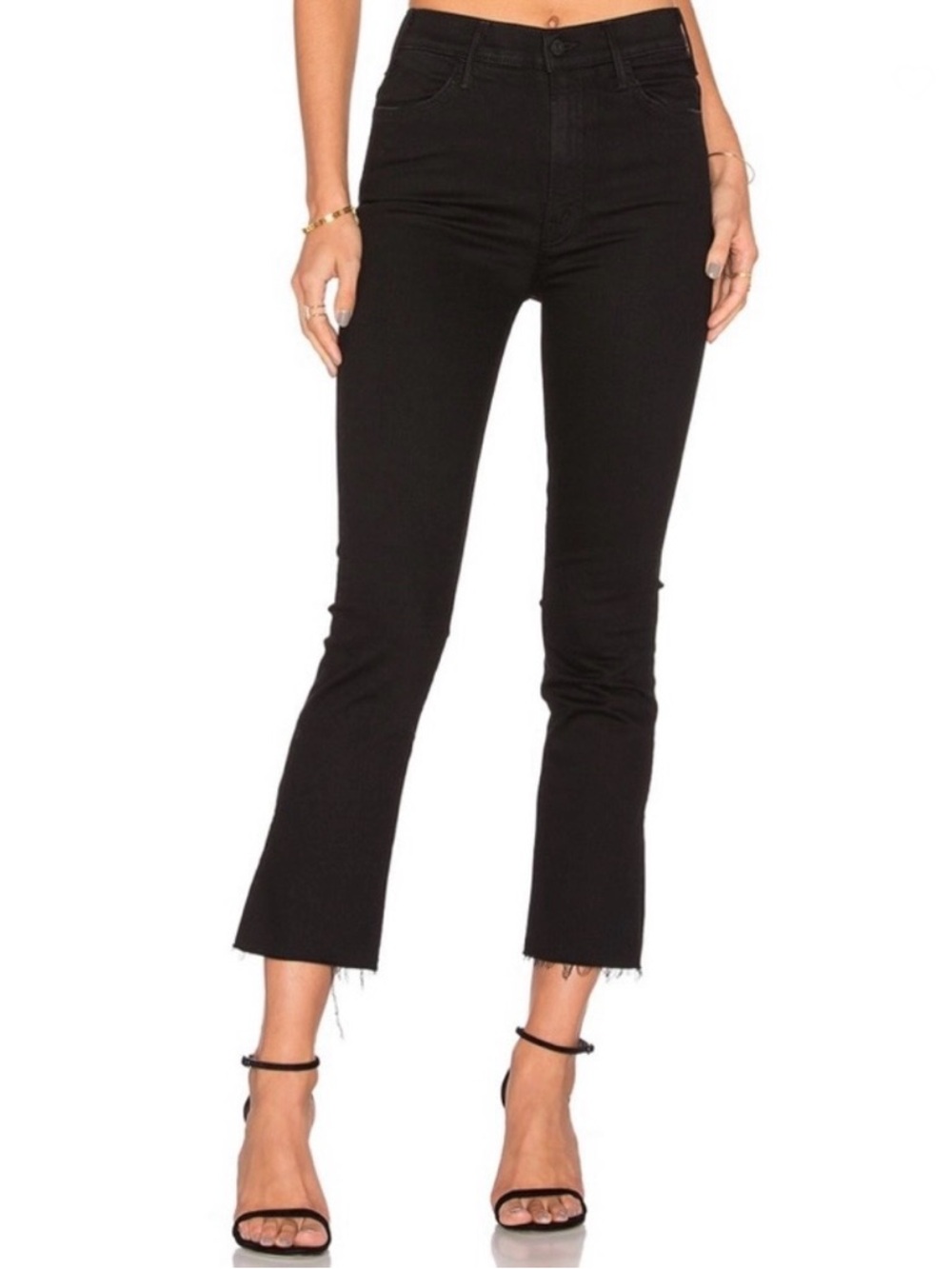 Mother Hustler Black Ankle Fray Not Guilty Jeans